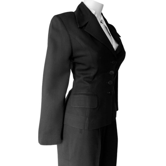 Bebe vintage tailored hourglass padded shoulder 4 button black blazer - Size 4 - Picture 4 of 10